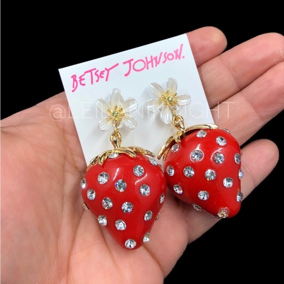 Betsey Johnson Berrylicious Strawberry Drop Earrings - Picture 14 of 16